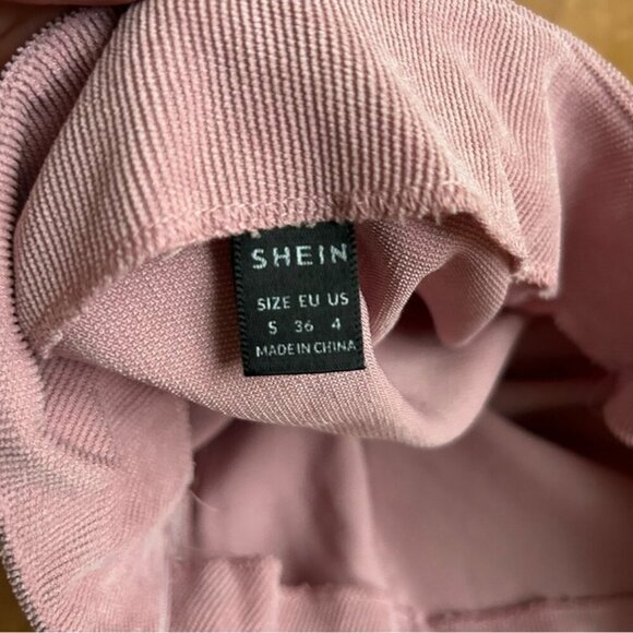 SHEIN Dusty Pink Corduroy Split Hem Zip Up Mini Skirt Women’s Size Small - Picture 5 of 7